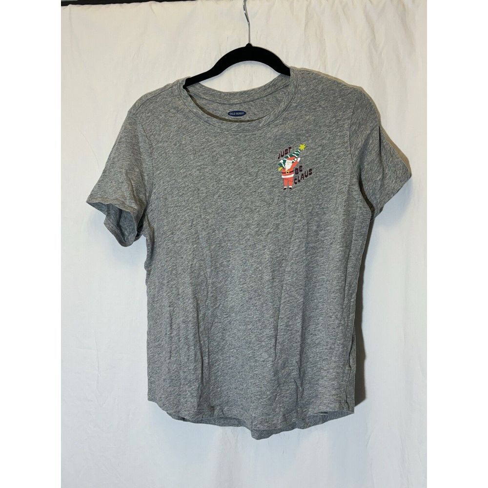 Old Navy Everywear‎ Soft Grey Just Be Claus Christmas T Shirt L F21